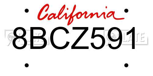 8BCZ591 California License Plate