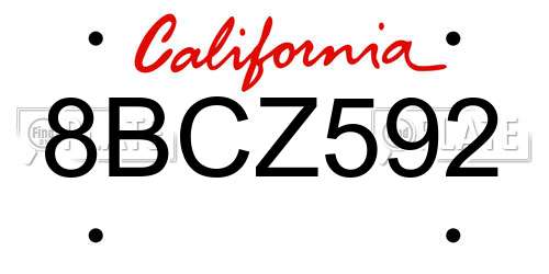 8BCZ592 California License Plate