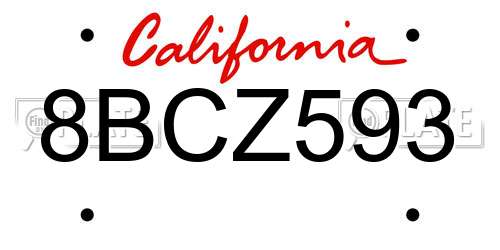 8BCZ593 California License Plate