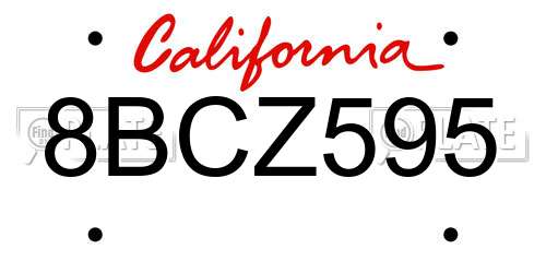 8BCZ595 California License Plate