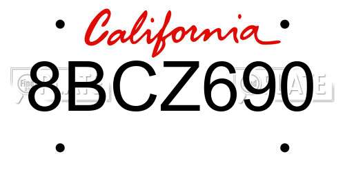 8BCZ690 California License Plate