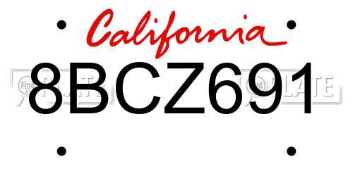 8BCZ691 California License Plate