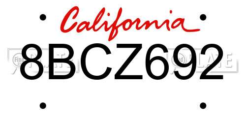 8BCZ692 California License Plate