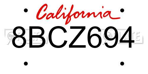 8BCZ694 California License Plate