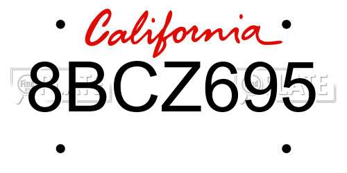8BCZ695 California License Plate