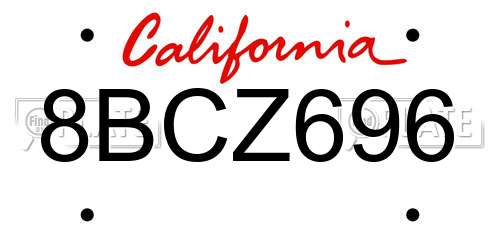 8BCZ696 California License Plate
