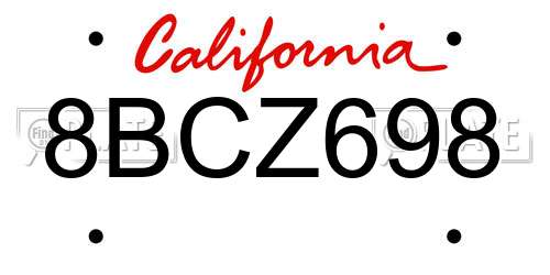 8BCZ698 California License Plate