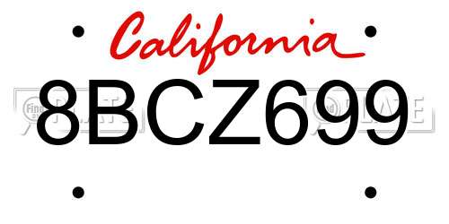 8BCZ699 California License Plate