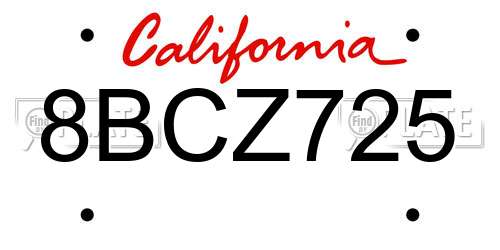 8BCZ725 California License Plate