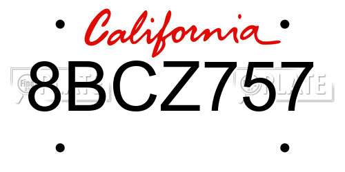 8BCZ757 California License Plate