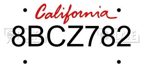 8BCZ782 California License Plate