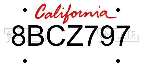 8BCZ797 California License Plate