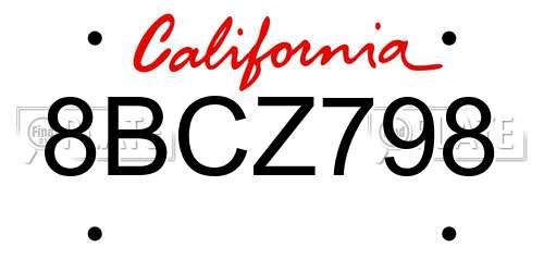 8BCZ798 California License Plate