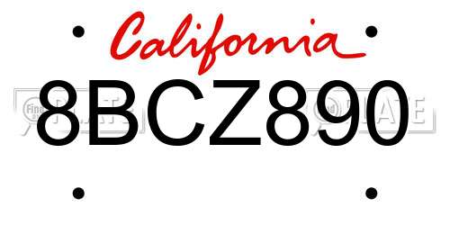 8BCZ890 California License Plate
