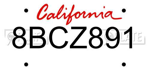 8BCZ891 California License Plate