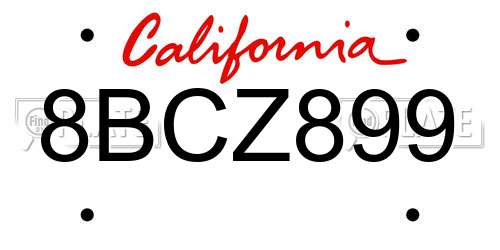 8BCZ899 California License Plate