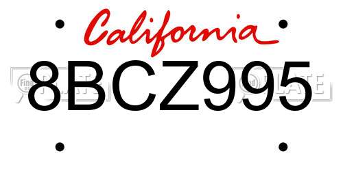 8BCZ995 California License Plate