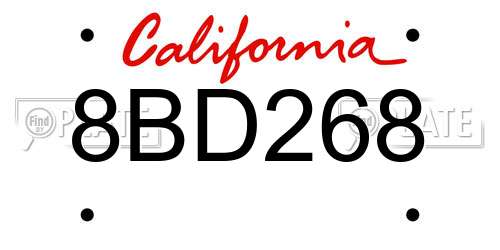 8BD268 California License Plate