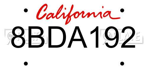 8BDA192 California License Plate