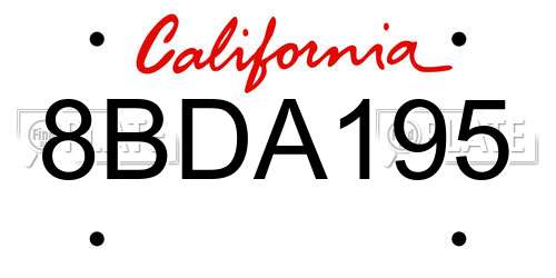 8BDA195 California License Plate