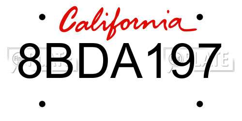8BDA197 California License Plate