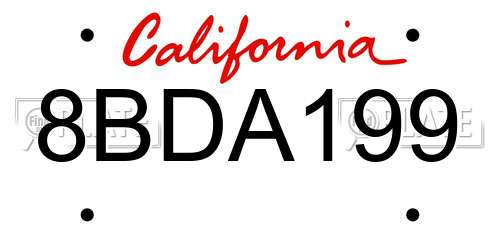 8BDA199 California License Plate