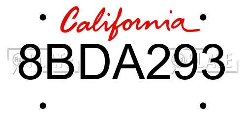 8BDA293 California License Plate