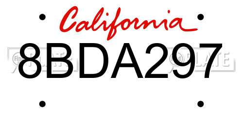 8BDA297 California License Plate