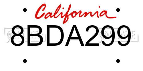8BDA299 California License Plate