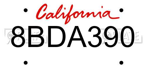 8BDA390 California License Plate