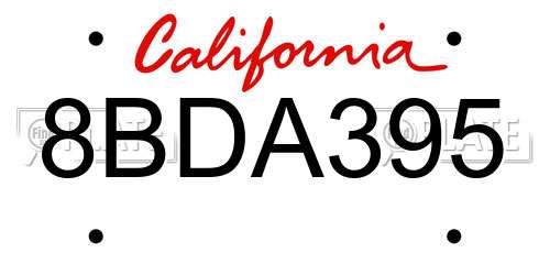 8BDA395 California License Plate