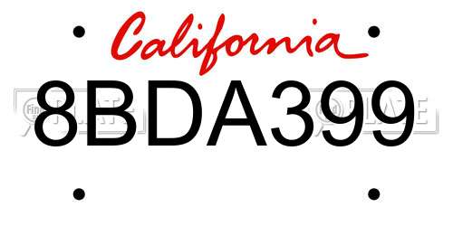 8BDA399 California License Plate