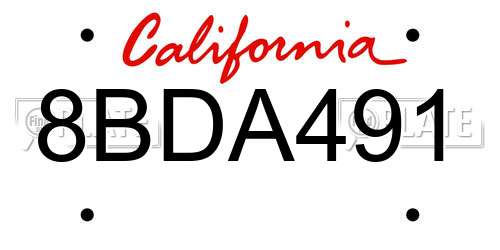 8BDA491 California License Plate