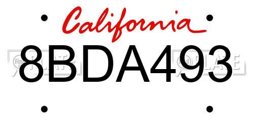 8BDA493 California License Plate