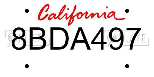 8BDA497 California License Plate