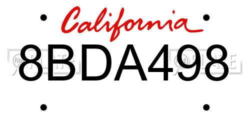 8BDA498 California License Plate