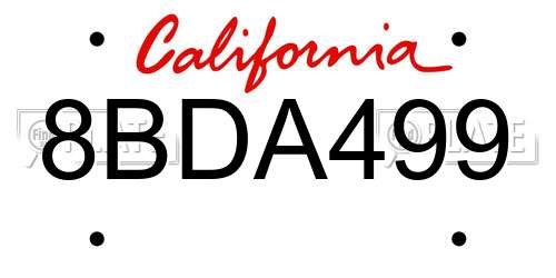 8BDA499 California License Plate