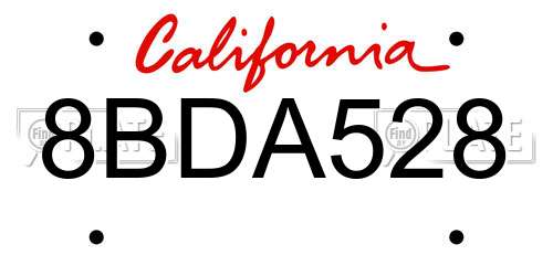 8BDA528 California License Plate