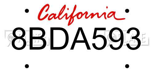 8BDA593 California License Plate
