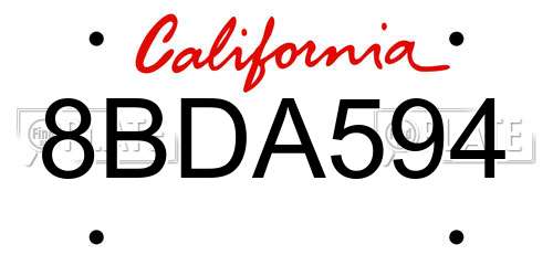 8BDA594 California License Plate