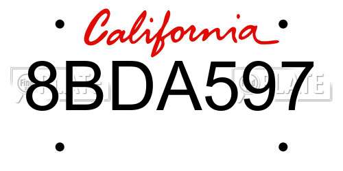 8BDA597 California License Plate