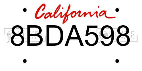 8BDA598 California License Plate