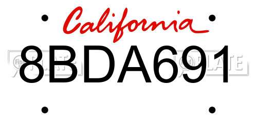 8BDA691 California License Plate