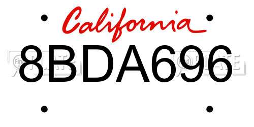 8BDA696 California License Plate