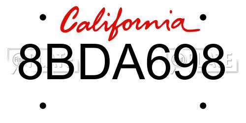 8BDA698 California License Plate