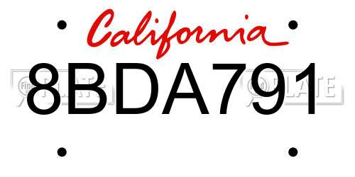 8BDA791 California License Plate