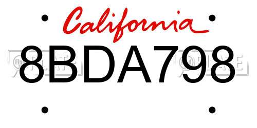 8BDA798 California License Plate
