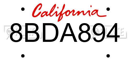 8BDA894 California License Plate