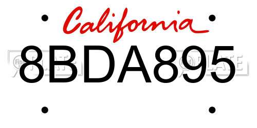 8BDA895 California License Plate