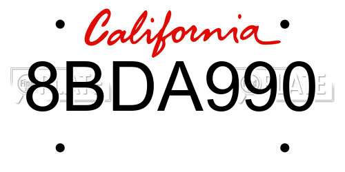8BDA990 California License Plate
